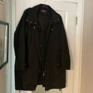 Women's 1X  Black Nylon Hooded Rain Jacket